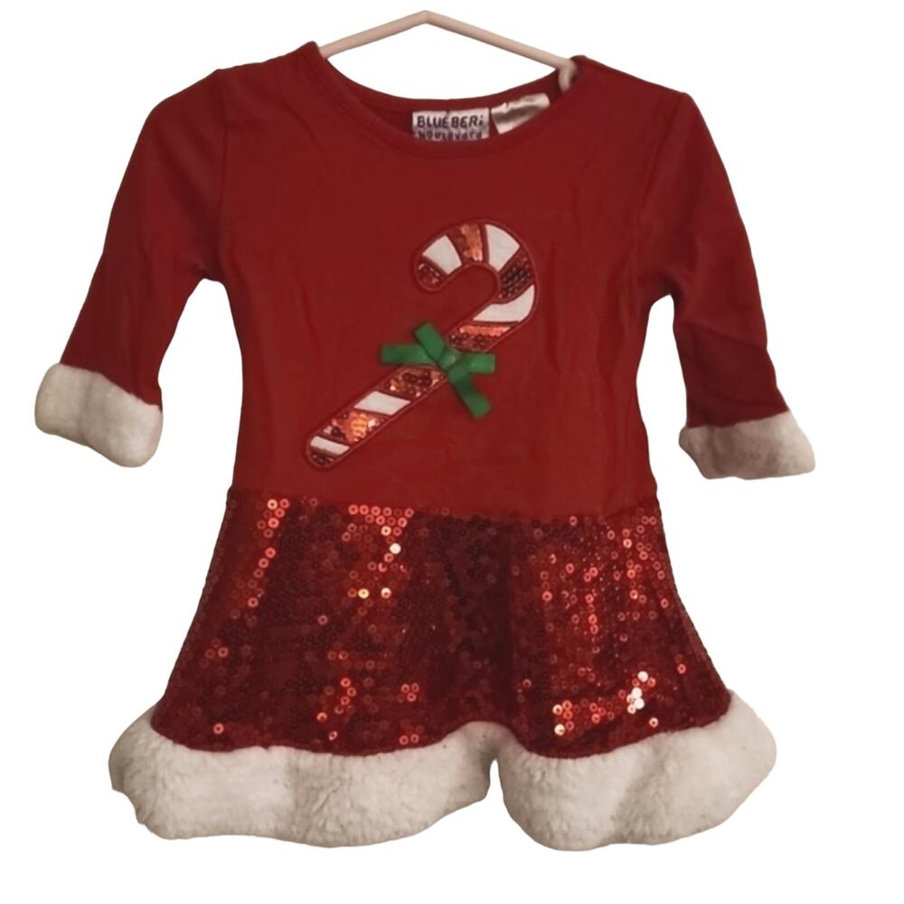 Blueberi Boulevard Christmas Candy Cane Dress, 2T
